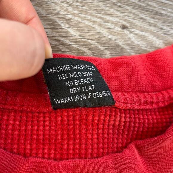 Vintage Sun Wear Red Thermal Long Sleeve Shirt 2XL | Waffle Knit Heavyweight - Picture 7 of 7